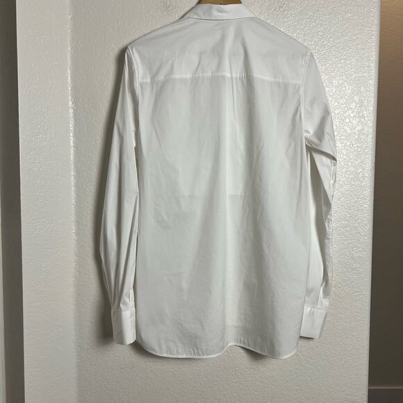 ELEVENTY Women's Solid White Pleated Bib Button Front Long Sleeve Shirt Size 8 - Picture 7 of 7